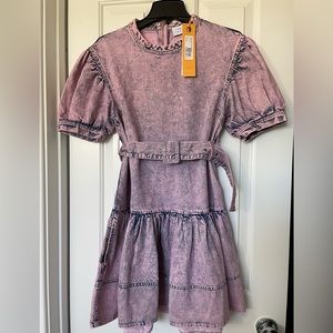 Tanya Taylor Alissa Pink Denim Mini Dress, NWT RARE